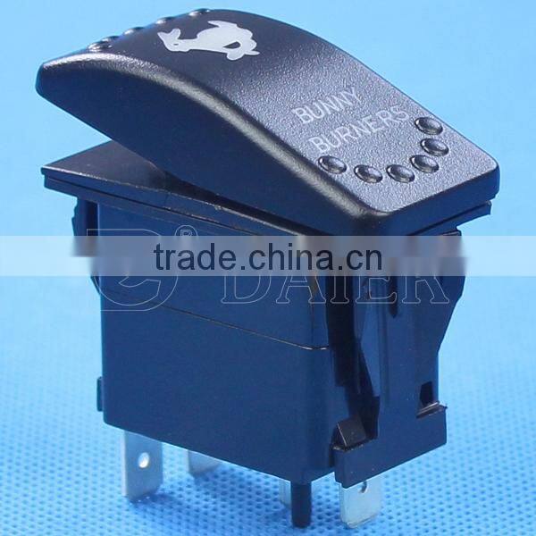 1 Lens 4 Pins ON-OFF Waterproof Rocker Switch With Two Red Lights