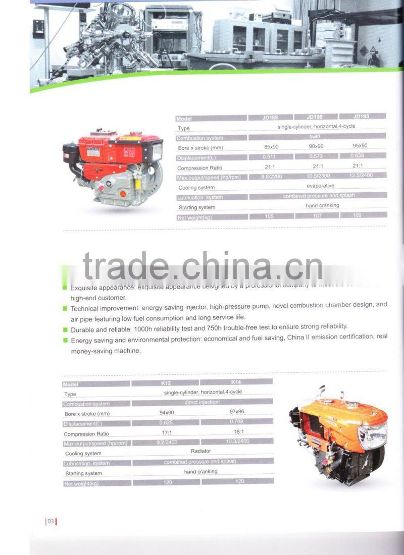 R180 EPA low fuel consumption diesel diesel engine/4 stroke single cyliner diesel engine