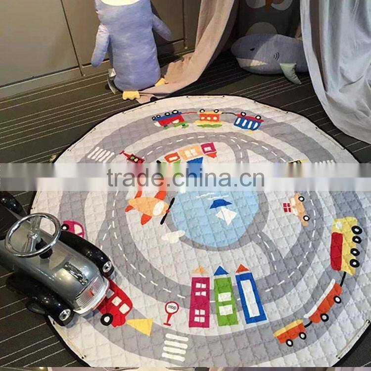 Promotional gift Portable Baby Kids children cotton Gym Play Mat Soft Cotton Toys Storage Bag