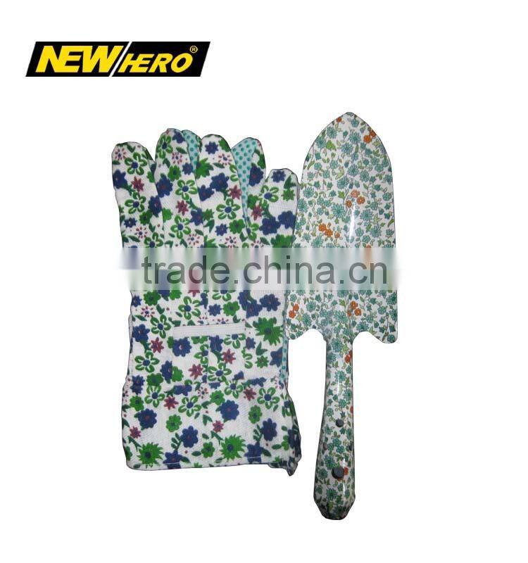 Novelty ladies flower design trowel and glove special gift for garden tool set