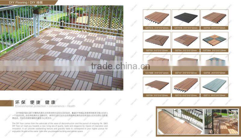 UV resistant outdoor WPC DIY decking tiles outside waterproof wpc deck tiles