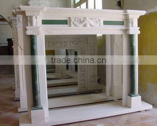 Hot sale green color marble electric fireplace mental