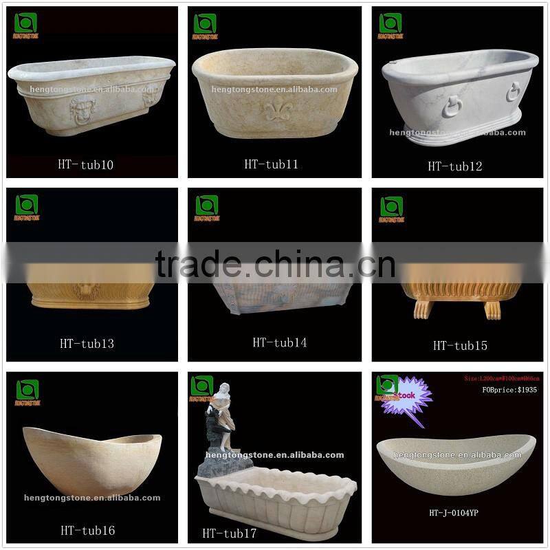 Factory Hand Carved Highly Polished White Marble Bathtub