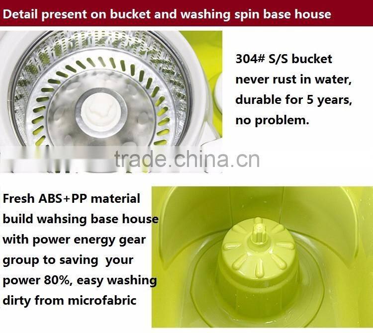 Vivinature retractable pole rolling spin mop two wheels 360 magic two mop heads with power saving system