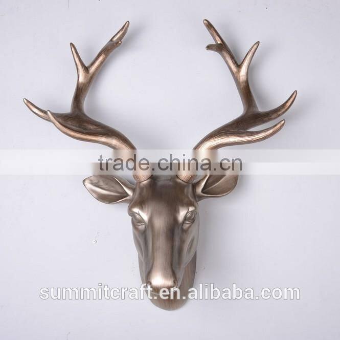 Resin metallic color deer head wall hanging craft