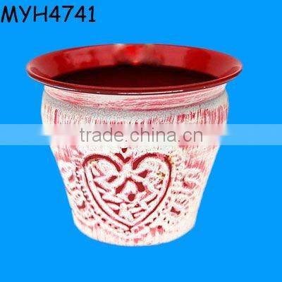 Antique decorative glazed clay flower pots