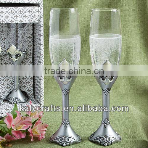 wine goblet for wedding poly resin Fleur De Lis Collection toasting flutes