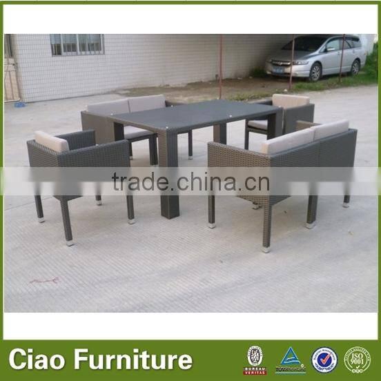 2014 New Style PE Rattan high end garden dining table with chairs