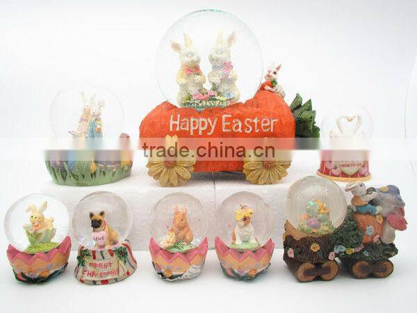 beautiful 3D snow resin house with red base Christmas gifts snow globe diameter 65mm