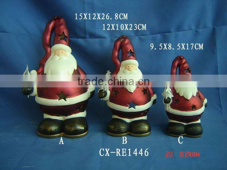 New Ceramic Santa Claus With Led Lights Christmas Decoration