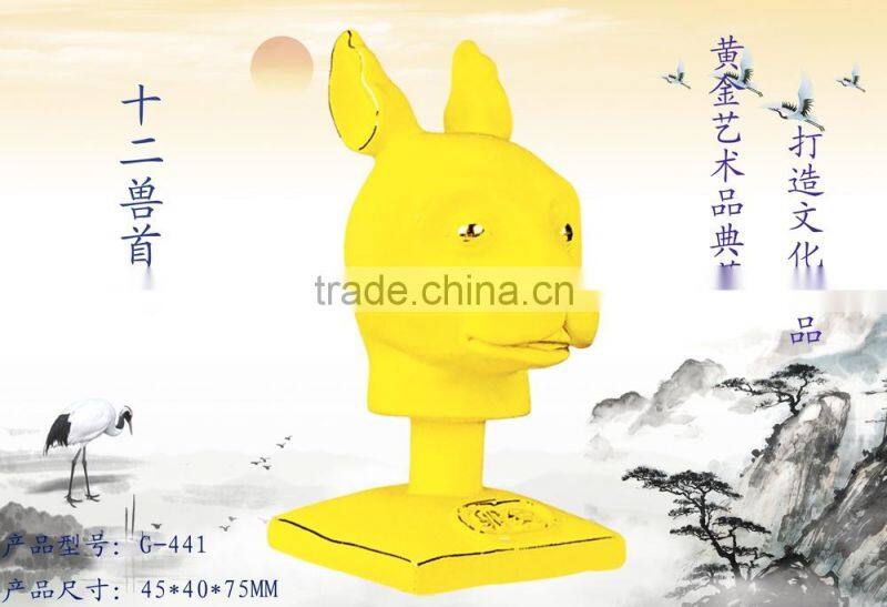 24k gold plated Chinese zodiac Rabbit Head