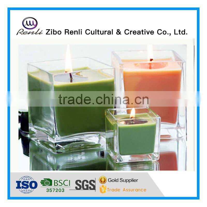 Clear Different Sizes Square Thick Glass Candle Holder for Home&Gardon