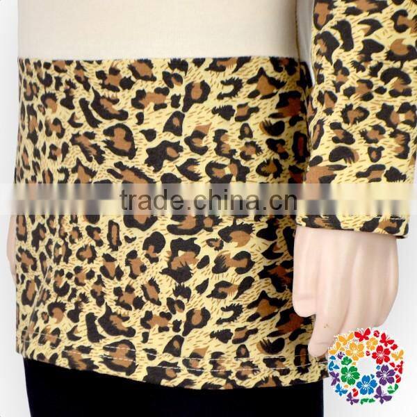 Black Champagne Leopard Long sleeves Baby Girl Spring wholesale t shirts