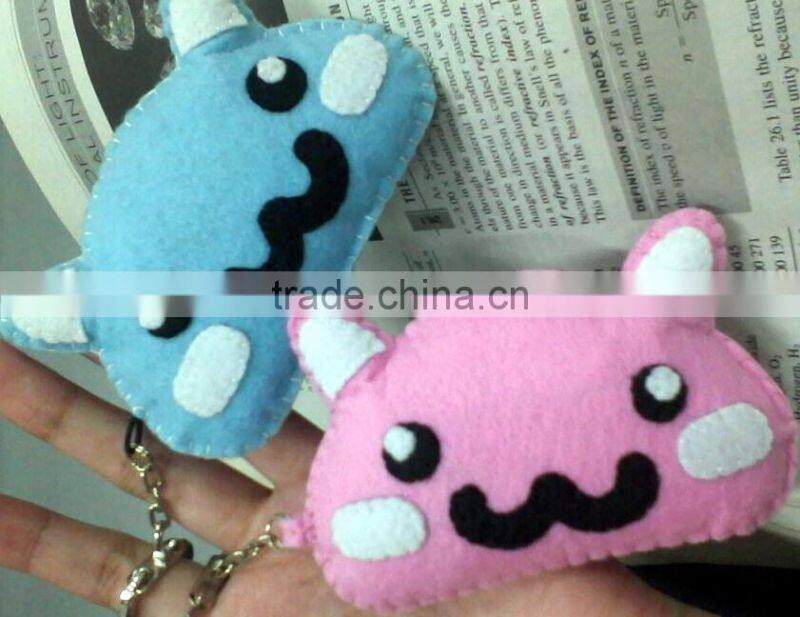 New product hotsale fashion wholesale alibaba stuffed bear head key ring craft polyester felt couple pair keychain made in China