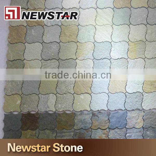 Newstar stone split surface slate fish scale mosaic tile for exterior wall