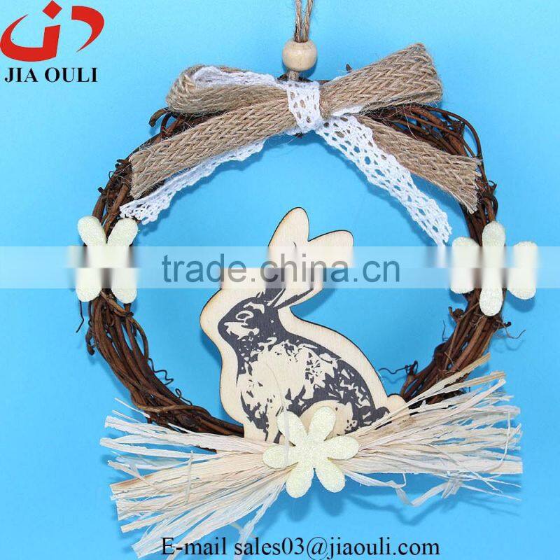 Popular design easter decorations with wood rabbit easter wreath