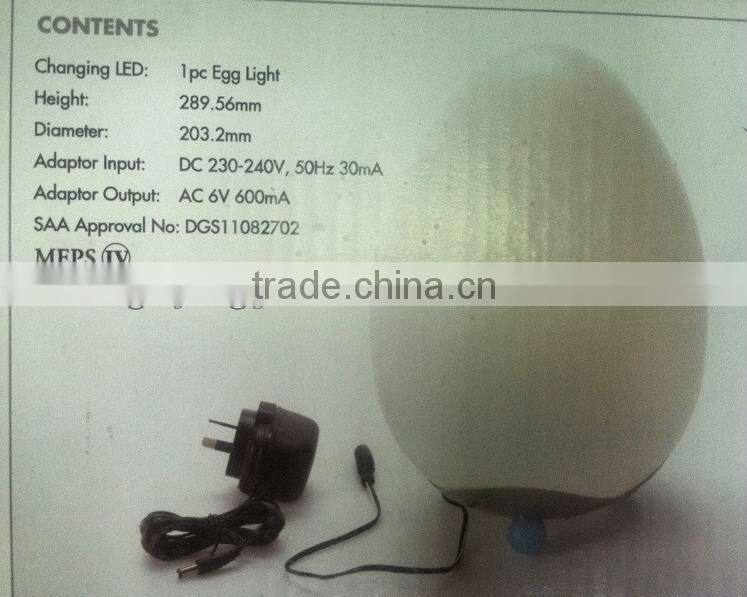 7colors changing with transformer led plastic easter eggs