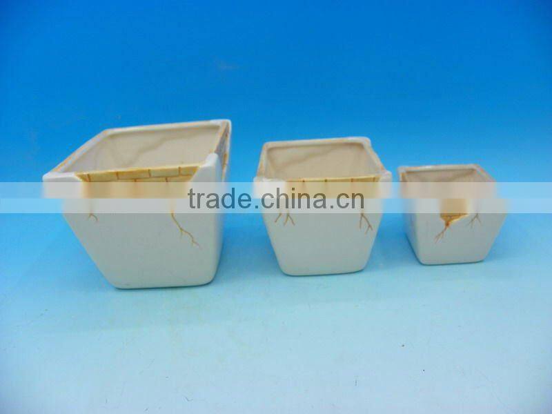 RECTANGULAR WHITE CERAMIC FLOWER POT