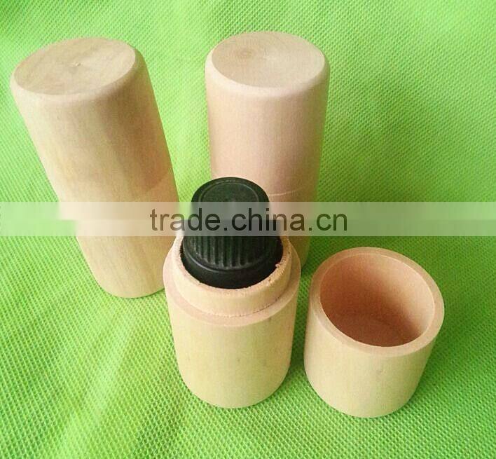 Factory cost wooden cylinder for little bottle/wooden box tube for body oil