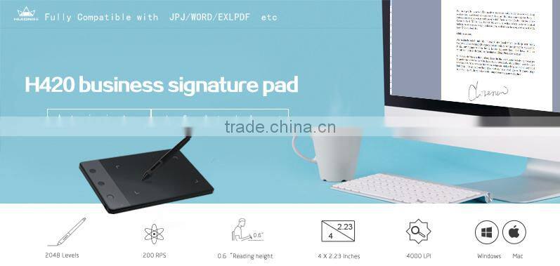 Huion H420 Genuine Wireless Graphics Tablet Drawing Tablets Professional Signature Tablets Kids Painting Pen Tablet Black
