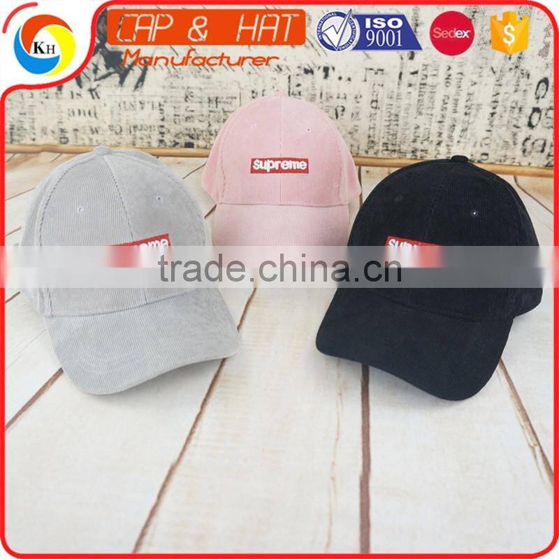 Corduroy Fabric Embroidery Patch Baseball Cap
