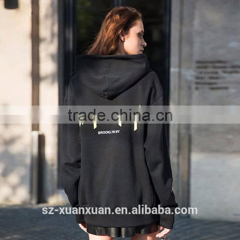 Newest design blackl printing long sleeve pullover hoody for women