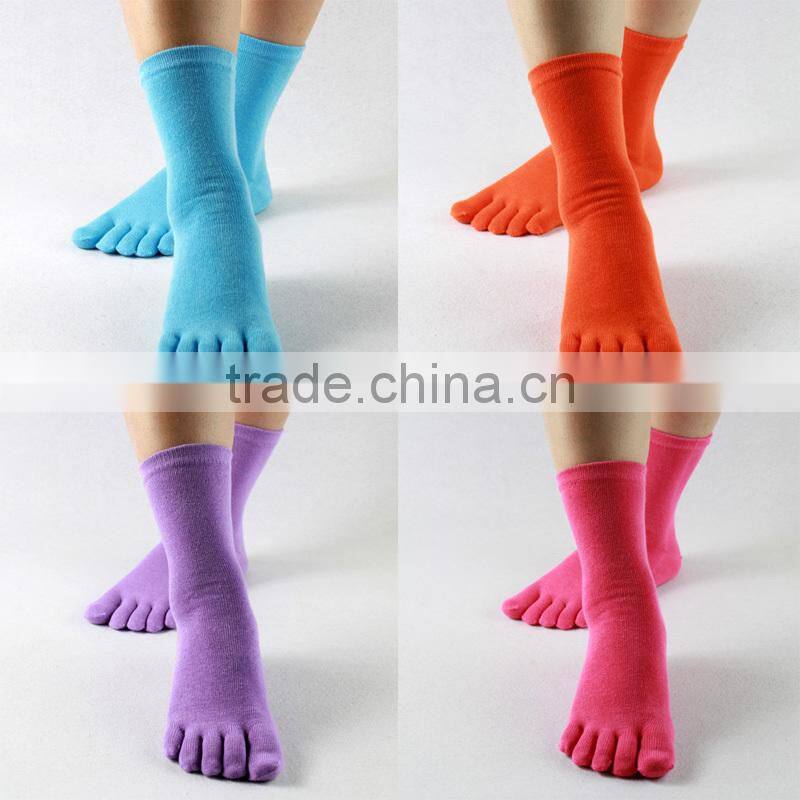 plain color 100% cotton socks five toe socks