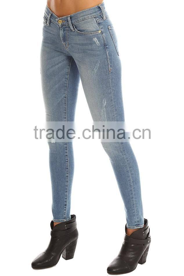 2016 name brand ripped girl jeans for custom with your Logo