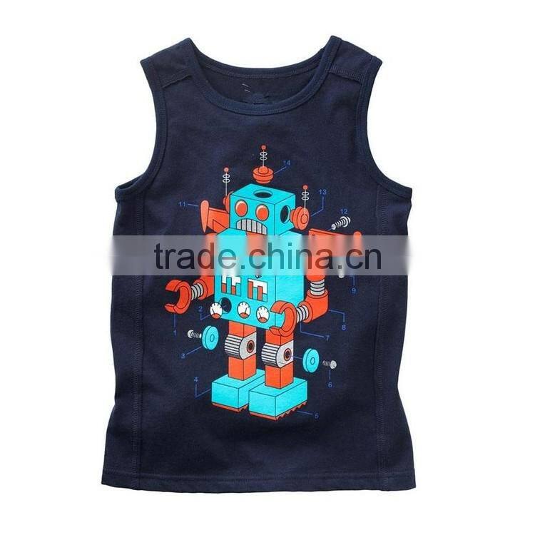 Fashion Design Custom Embroidery Wholesale Cheap 100 Cotton Kids Tank Top