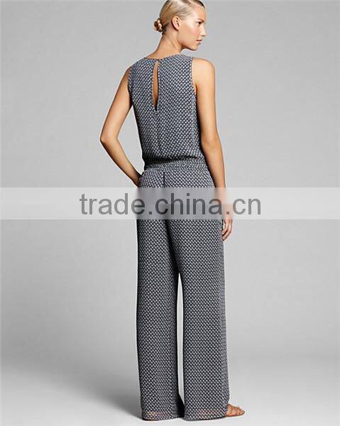 Grid Cargo Pants One Piece Sleeveless Women Jumpsuit