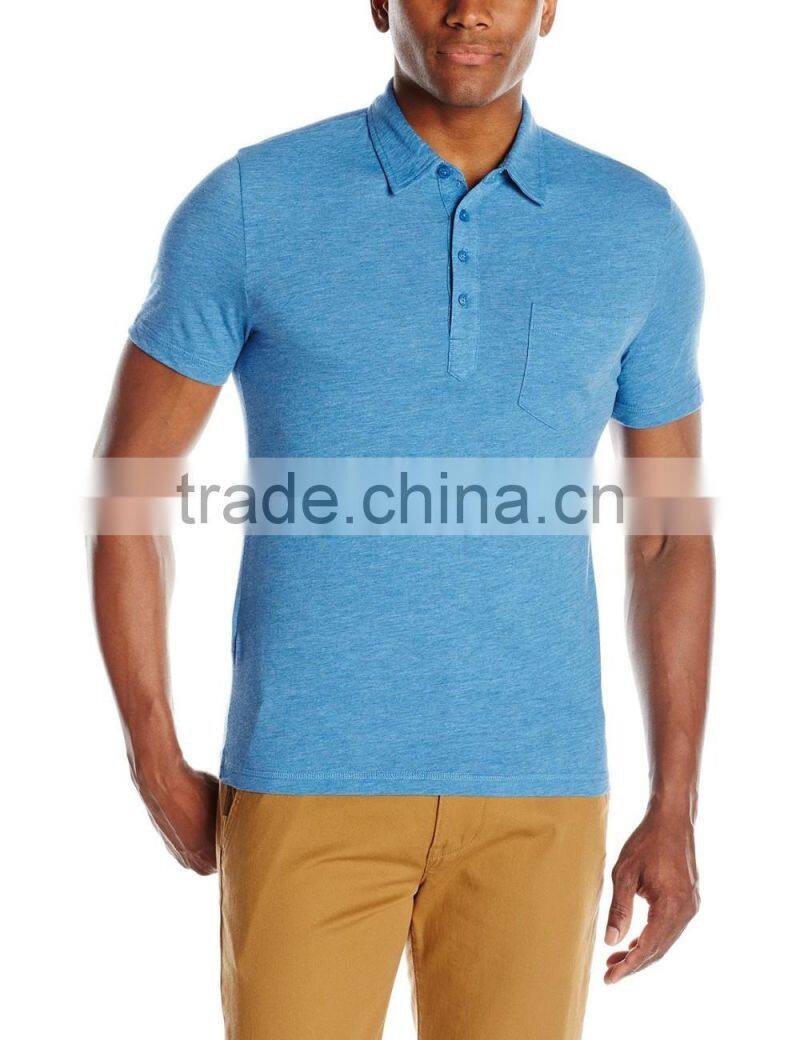 Men's Jersey cotton slub polo tee shirt with pocket