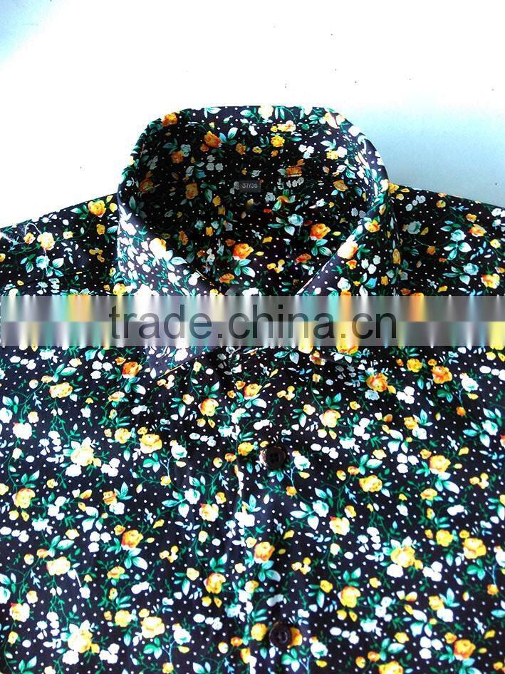 Black floral latest mens dress shirt fashion shirt