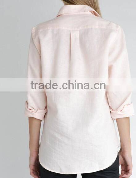 100% linen or linen/cotton comfortable simple causal blouses/shirts for women