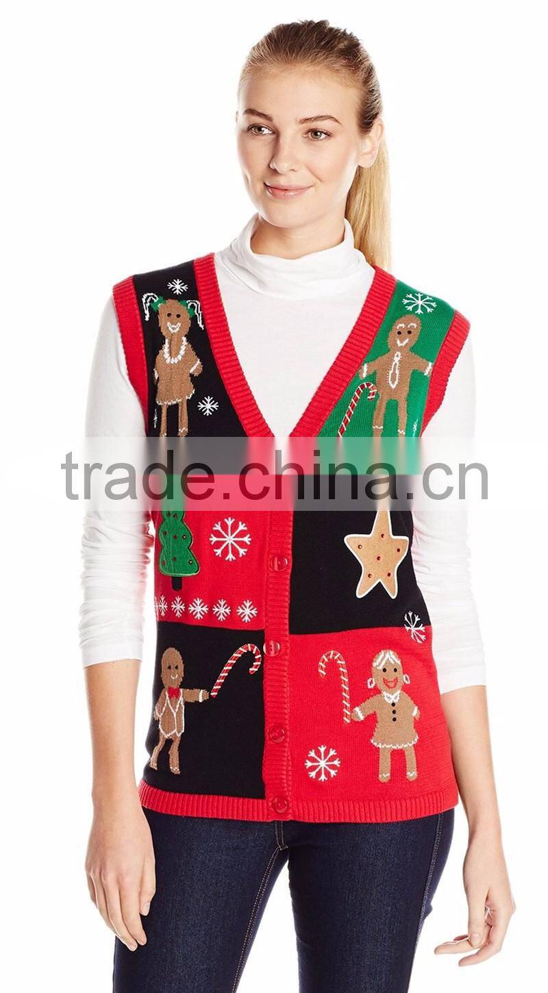 Women's Gingerbread Ugly Christmas Sweater Vest
