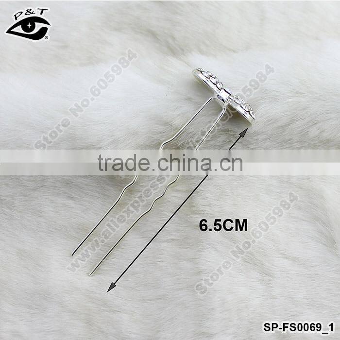 Trendy Crystal Bow Hair Pin Rhinestones Hair Sticks Women Wedding Jewelry Hair Styling 6.5CM