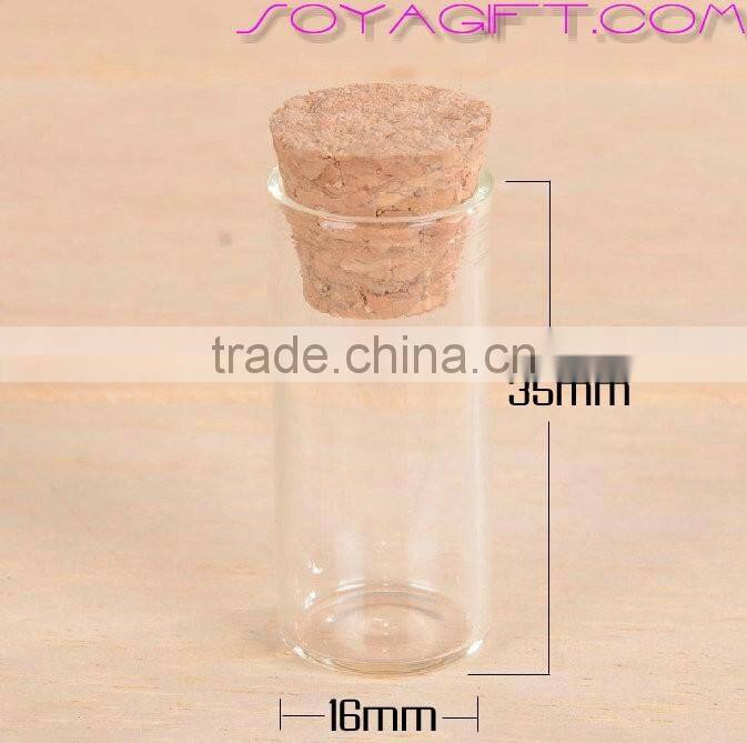 16mm Clear Glass Wishing Bottle With Cork Stopper and Test Tube for Lab