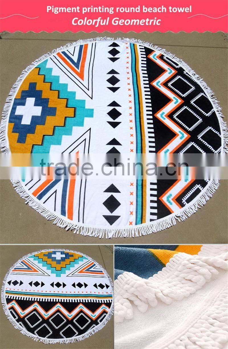 Creative beach towel round towel 150 cm thick large soft round beach towels with tassel