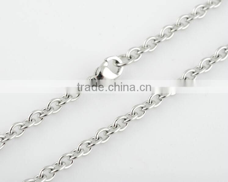 Stainless Steel Cable Chain Necklace O Type Crossed Link Vertical Steel Chain Necklace for Pendant