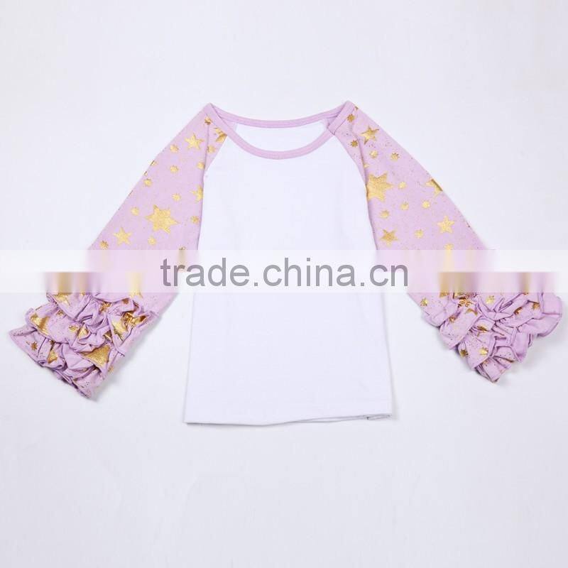 New Design Figure gold Star Printing Newborn Baby Ruffle Leggings Knit Clothes Wholesales