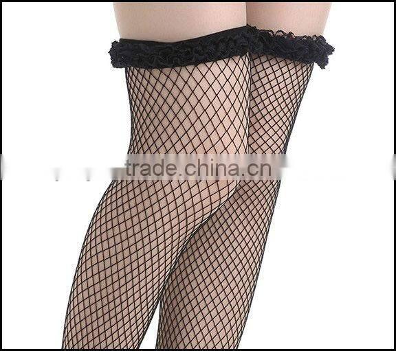 Summer Wholesale Stylist Cool A-list Sheer Lace Satin Ruffle Thigh High like Japanese Nude Women Sexy Stockings