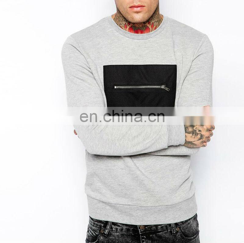 Custom Design High Quality Mens Sweatshirt With Mesh Panle and Zips Pocket