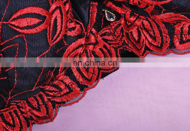 2015 Classical Full Cup Sexy Mature Women Red Lace Slip Embroidered Bra