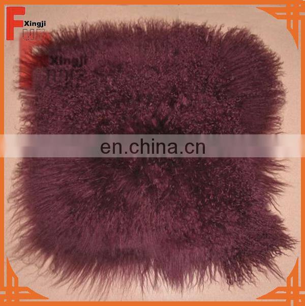 Natural color top quality fur Mongolian lamb fur cushion