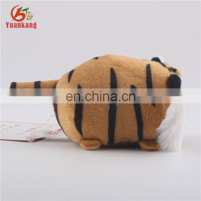 Mini cylinder-shaped 8cm plush keychain tiger toy