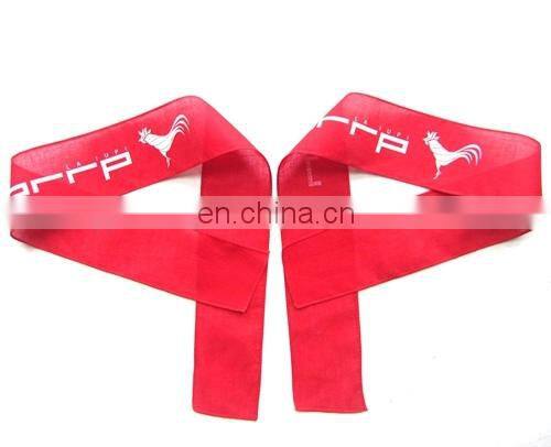 promotional sports band red ribbon with white printing cheering squad headband sports hairbow hair band advertising headwear