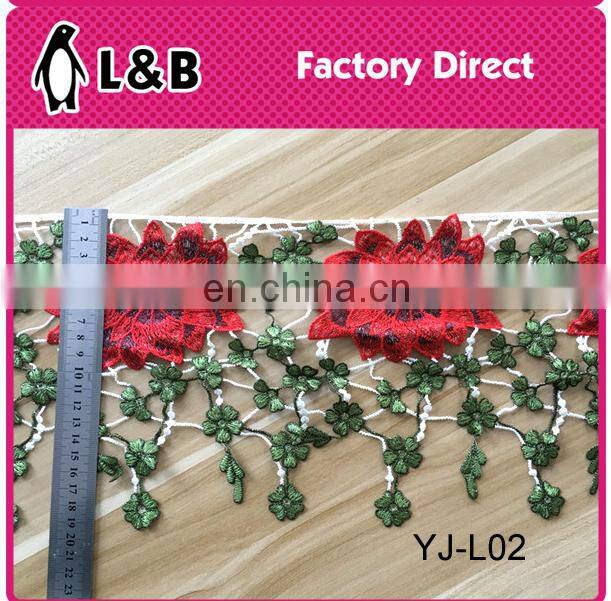 2017 custom decorative multicolor polyester flower design lace trim