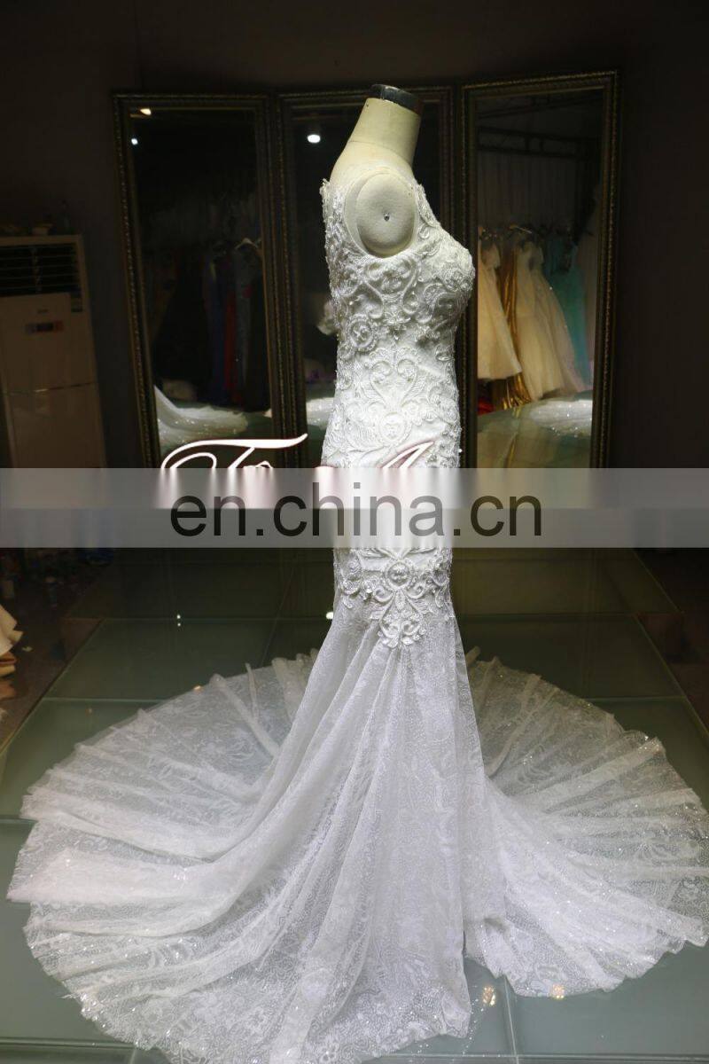 Complicated Handcraft Luxury Beaded Long Train Mermaid Corset Wedding Dress For 2016