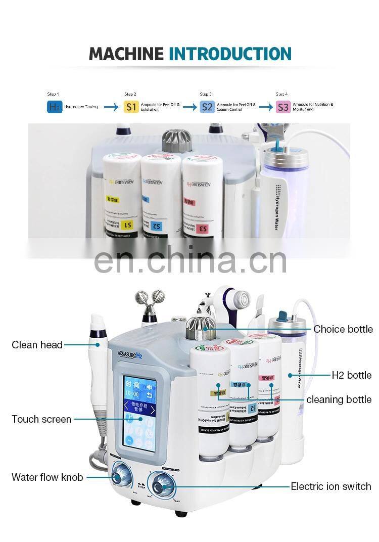 Portable 6 In 1 For Facial Deep Cleaning Dermabrasion Hydro H2 O2 RF Anti Wrinkle Facial Massage Treatment Device