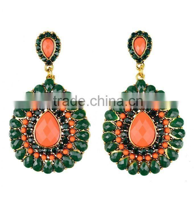 Water drop 2 gram gold beautiful designed earrings with cross cz stone bridal korea Arete dije colgado colgante para dama