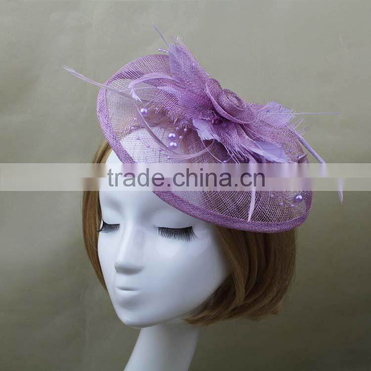 Wholesale Alibaba Beatiful Sinamay Fabric Hair Fascinator Hat Accessories